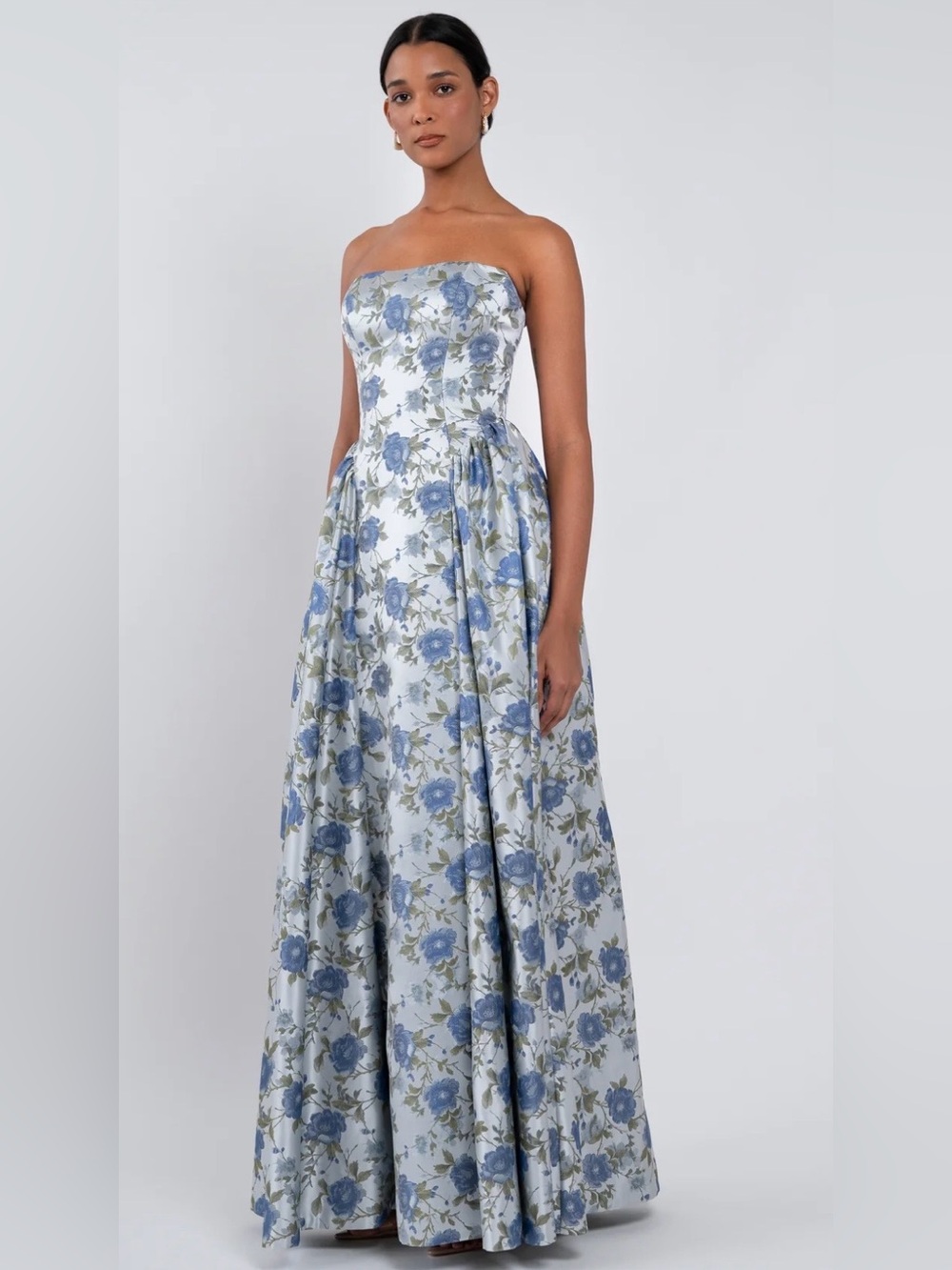 Jenny Yoo Strapless Desiree Dress in Whisper Blue Sweetbriar Jacquard